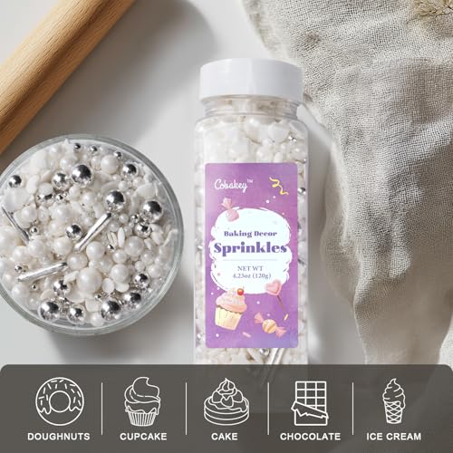 White Wedding Sprinkles for Cake Decorating 4.23ounce (4.23 Ounce)