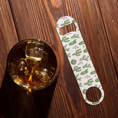Watercolor Cactus and Flowers Stainless Steel Bottle Opener Pastel Floral Cacti Tropical Green Succulents Flat Beer Bottle Opener Keychain for Home Kitchen Bar Restaurant Party Birthday Gift (Cactus and Flowers)