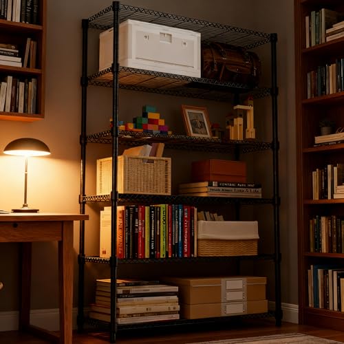 2100LBS 47.2" W 6 Tiers Shelf Storage Shelves Metal Shelving Unit Heavy Duty Garage Shelving Adjustable Wire Shelves for Pantry (6 Tiers, 17.7"D x 47.2"W x 82.4"H / Black)