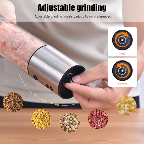 8oz Rechargeable Electric Salt and Pepper Grinder Set