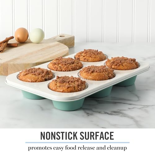 Gallen 6 Cup Nonstick Carbon Steel Muffin and Cupcake Pan (Teal / 6 Cup Muffin Pan)