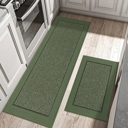 Kitchen Rugs Set of 2 (Green / 24"x36"+24"x60" (Rectangular))