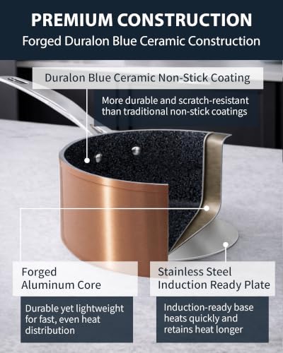 12pc Healthy Pots and Pan Set Non (Rustic Copper (G10))