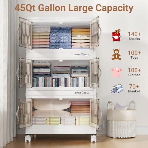 135Qt Stackable Storage Bins with Lid (White / 45QT-3Pack)