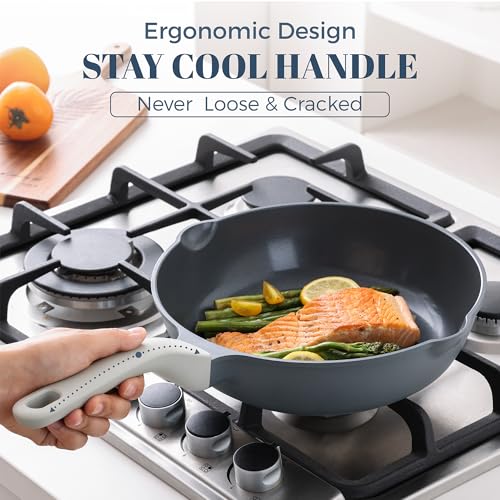 Ceramic Nonstick Deep Saute Pan with Lid (12 Inch / Gray)