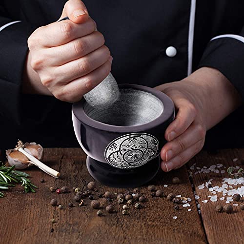 Mortar and Pestle (Black with Engraving)