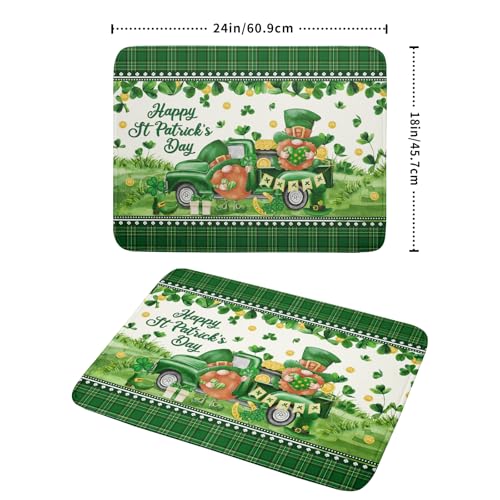 Shamrock Truck Dish Drying Mat Buffalo Check Dish Drainer Mat 18x24 inch Reversible Microfiber Quick Dry Rack Pad for Kitchen Counter Sink (Shamrock Truck Plaid / 18" x 18")