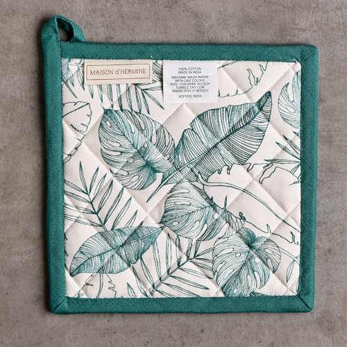 Pot Holders 100% Cotton Potholders (011 - Tropiques / 8" x 8" (Pot Holder Pack of 2))