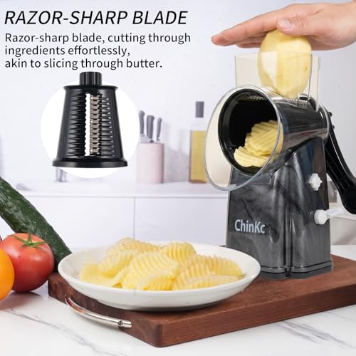 Upgrade Rotary Cheese Grater Shredder with Handle (016)