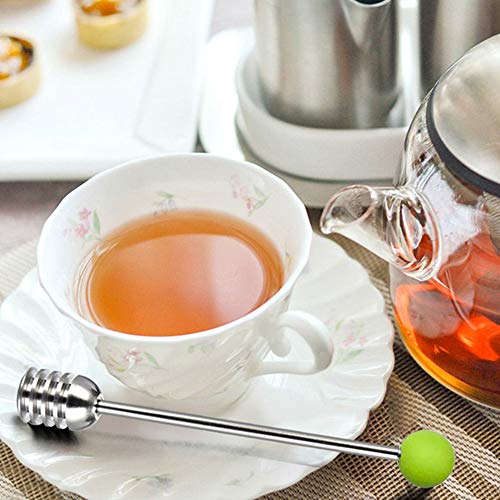 Stainless Steel Honey Dipper Stick 6.3 Inch Honey Wand Server for Honey Pot Dispense Drizzle Honey (1 Pcs Green)