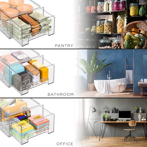 Clear Stackable Storage Drawers for Refrigerator (6 Pack / Medium)