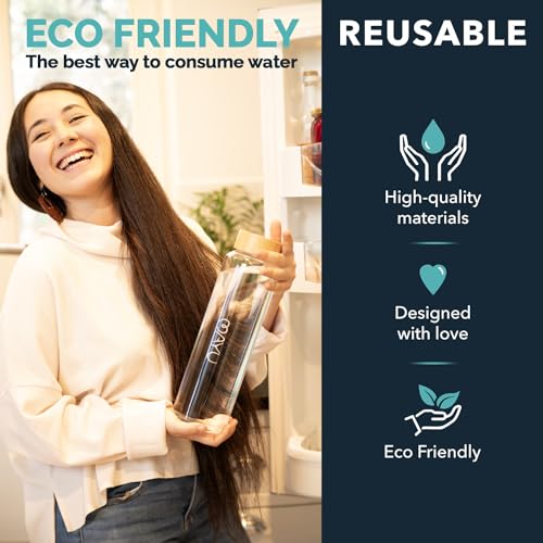 Pure Glass Reusable Water Bottle with Bamboo Lid (51 fl oz)