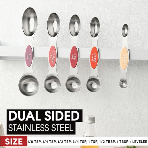 Stainless Steel 8 Magnetic Measuring Spoons Set (Desert Sunset / 1-Pack)