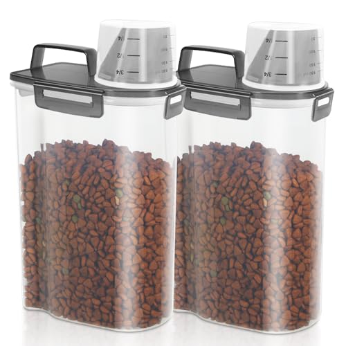 2 Pack 3 Lbs Pet Dog Cat Food Bird Seed Storage Containers for Travel (Grey-3L 2Pack)