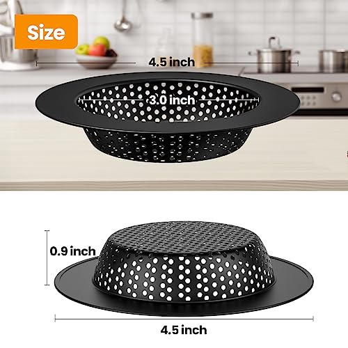 Huntorny 2PCS Kitchen Sink Drain Strainer and Stopper (Black)