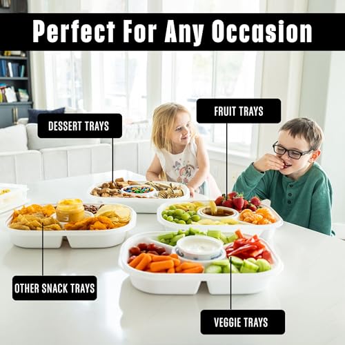 Jumbo Divided Serving Tray with Lid (White)