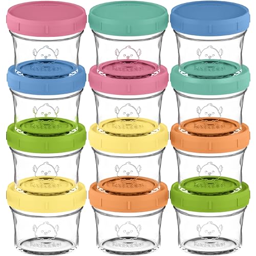 12pk 4oz Glass Baby Food Containers with Lids (12-pk 4 Ounce / Kea)