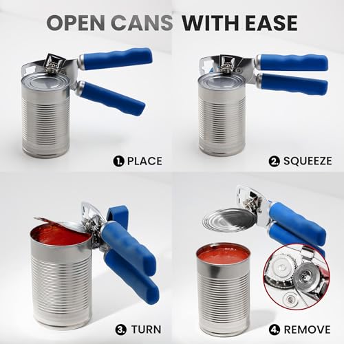 Manual Can Opener Heavy Duty Patented Stainless Steel (Royal Blue / Comfy Grip)