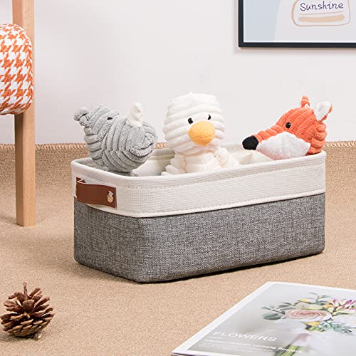 Small Storage Baskets 6 Pack (White&Grey / XS-12"x8"x5")