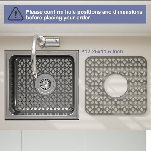 TOOVEM 2PCS Kitchen Sink Mats (11.5 x 12.25 inches Grey)
