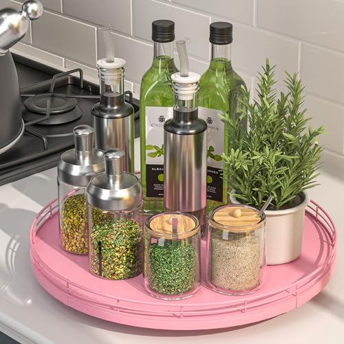 13" Oak Wood Lazy Susan Organizer (Pink / 13)