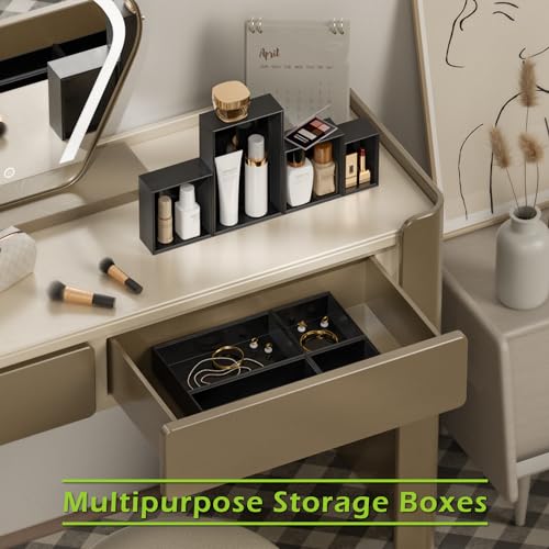 Bamboo Drawer Organizer (8 PCS / Black)