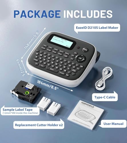 D210S Label Maker Machine with Tape (Gray)