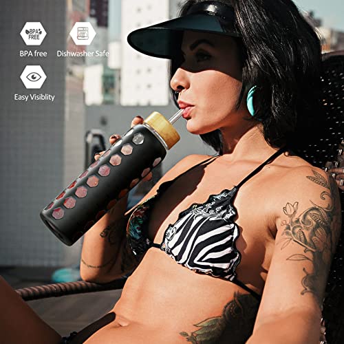Glass Water Bottle (Black / 32 Ounces)