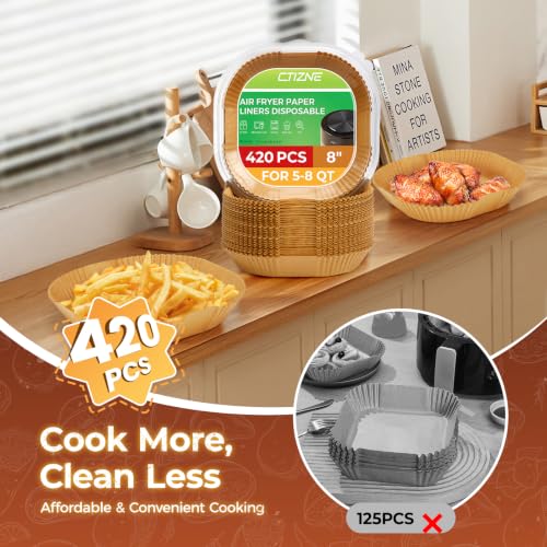 420Pcs Air Fryer Liners Disposable 8 Inch Square for 5 (8" Square)