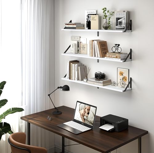Floating Shelves for Wall (White / 31.5"W x 5.9"D x 5.4"H,Set of 3)
