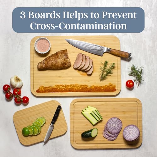 3 Piece Bamboo Cutting Board Set