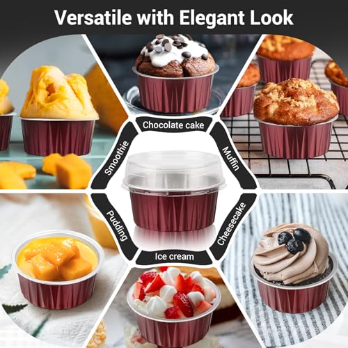 Disposable Creme Brulee Ramekins (Wine Red / 30pcs)