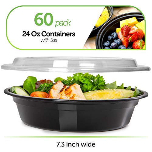 PrepNaturals 60 Pack Meal Prep Containers Reusable (60 Pack / Circular)