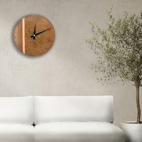 Handmade Copper Wall Clock Artisan Touch in Every Piece (Rusty Line / 17.7)