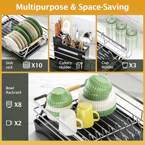 Dish Drying Rack for Kitchen Counter (Silver)
