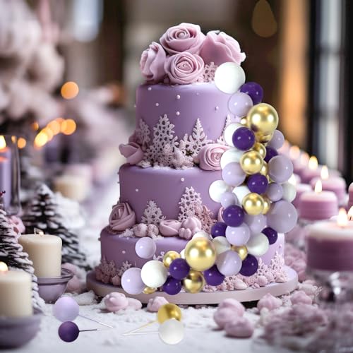 48 Pcs Balls Cake Topper Decorations Balloon Cupcake Toppers Foam Cake Topper Balls Cake Balls Decorations for Birthday Party Wedding Cake Decorating (48 Count)
