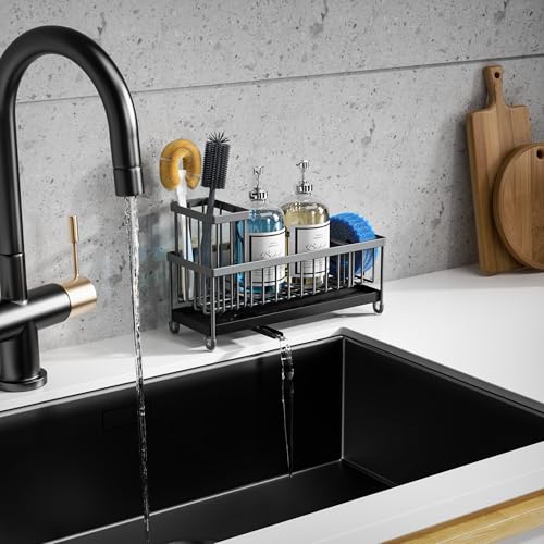 Extra Large Sponge Holder for Kitchen Sink Organizer Caddy (Grey)