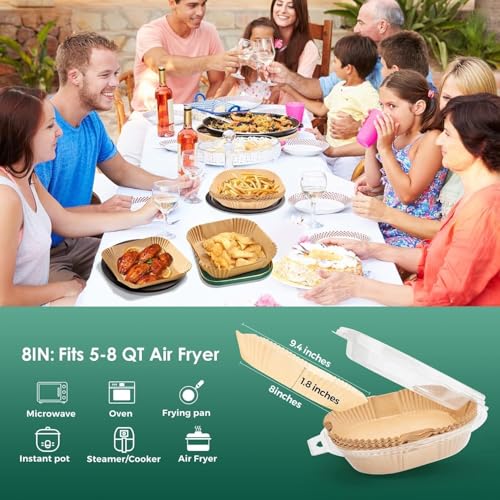 400 Pcs 6.5" Square Air Fryer Liners Disposable for 3 (6.5" Square)