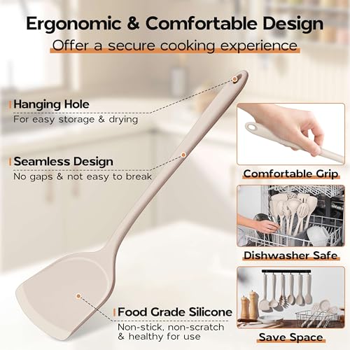 Silicone Cooking Utensils Set (Khaki)