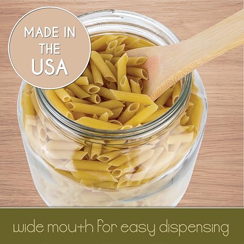 Half Gallon Glass Mason Jar Wide Mouth with Airtight Metal Lid (White Lid / 0.5 Gallon)