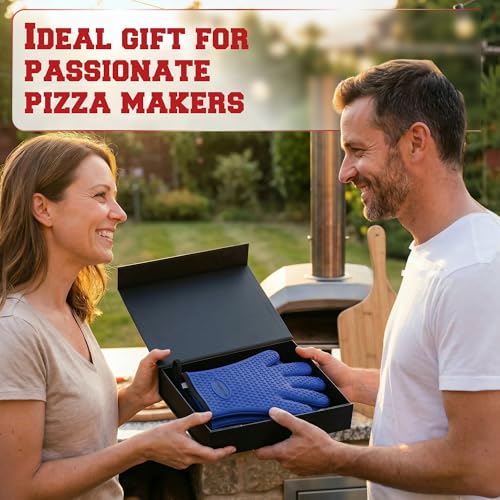 XL Silicone Pizza Oven Gloves Heat Resistant Oven Mitts (Calm Blue / X-Large)