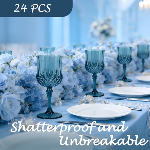 24Pack Plastic Wine Glasses (Navy Blue)