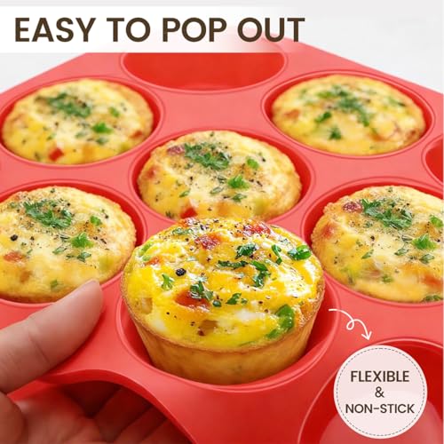 Silicone Muffin Pan 3 Pack Regular 12 Cup Muffin Tin for Baking Banana Muffins Cupcakes Egg Muffins (12-Cup Regular)