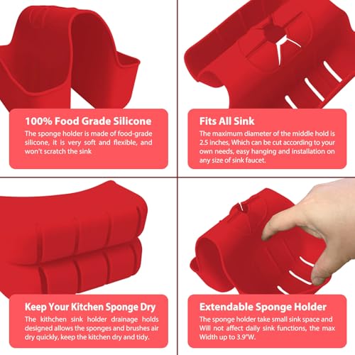 Sponge Holder for Kitchen Sink (Red)