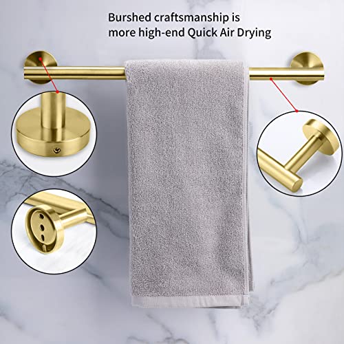 2 Pieces Brushed Gold Bathroom Towel Bar (Gold / 24inch)