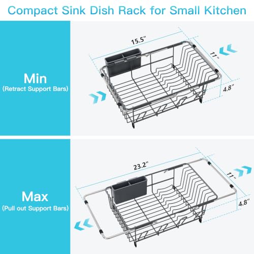 Gray Dish Drying Rack in Sink (Dark Gray / For 12"-30"w Sink)