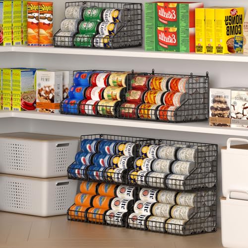 4 Pack Stackable Can Rack Organizer for Pantry Storage (L-(4 pack))