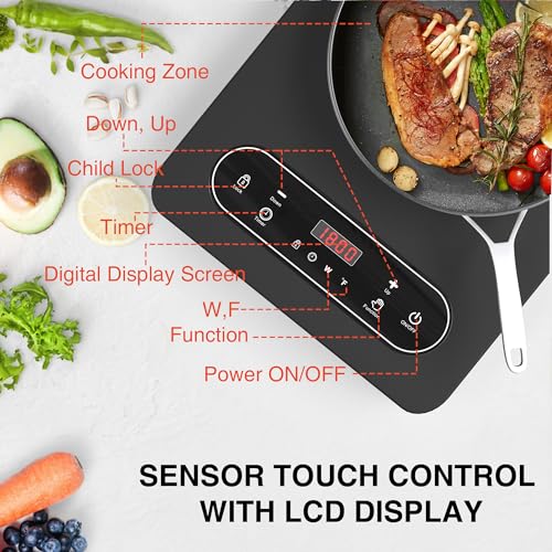 Electric Cooktop 1800W Single Burner Portable Electric Stove 110V Hot Plate (Black Single Burner)
