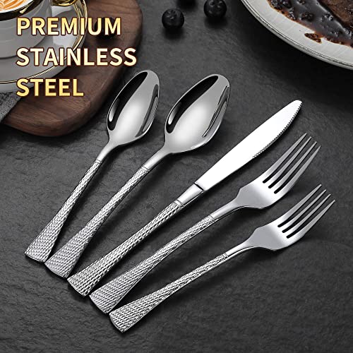 Hammered Silverware Set (Silver / 30 Pieces Set)