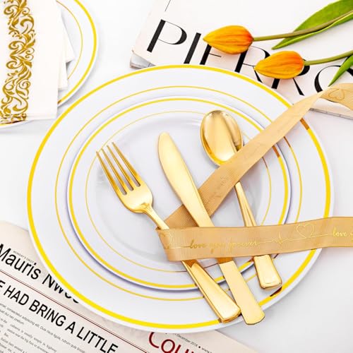 60 Pcs Gold Plastic Plates (60 Pieces / Gold)